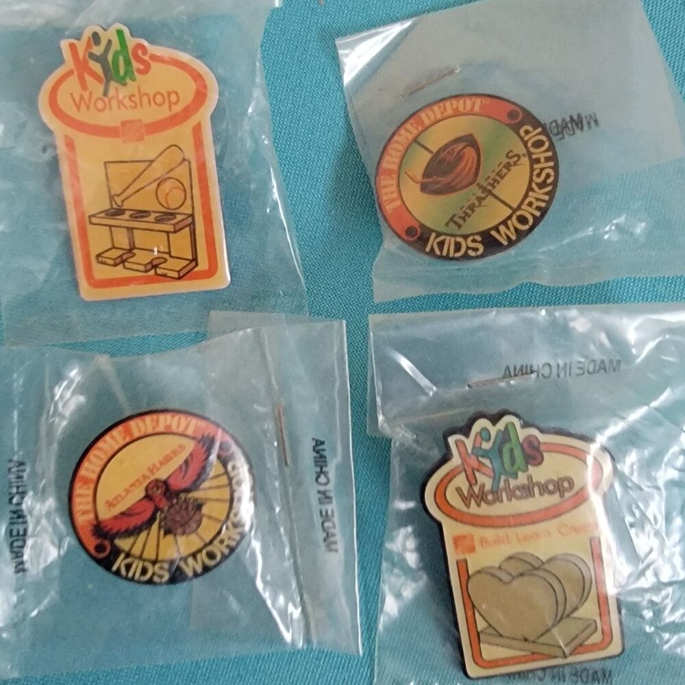 Lot Of 4 Home Depot Kids Workshop Pins PINS ONLY Atlanta Hawks Thrashers